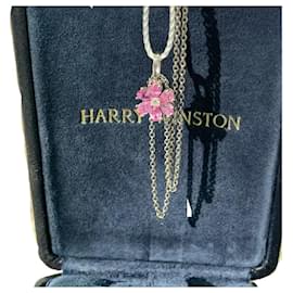 Collana pendente a forma di fiore Forget-Me-Not con diamante e zaffiro rosa di Harry Winston