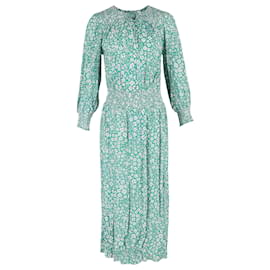 Autre Marque Rixo Marianna Vestido Maxi de Crepé con Estampado Floral en Viscosa Verde