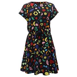 Vestido Mini Godê Estampado Love Moschino em Algodão Multicolorido