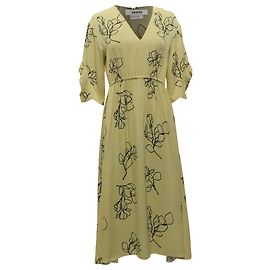 Midi-Kleid mit Blumenmuster aus pastellgelber Viskose von Jason Wu