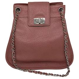 Bolsa de ombro Chanel 2.55 em couro de bezerro rosa