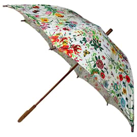 Ombrello vintage Gucci floreale degli anni '70 multicolore