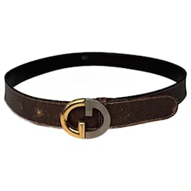 Vintage Gucci Bicolor GG Schnalle Leder Gürtel Braun