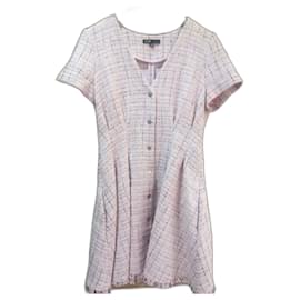 Vestido Maje Rosa con Efecto Tweed de Algodón