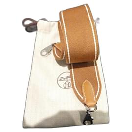 nuova tracolla Hermès mai indossata in tela dorata lunghezza 90cms