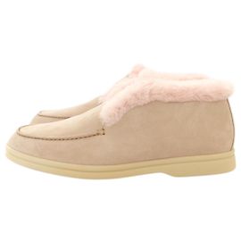 Bottines à cheville doublées en fourrure Loro Piana Open Walk Rose Pâle