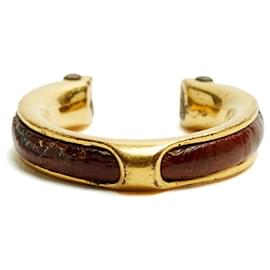 Hermès Kyoto Ring TDD49 Golden Metal Brown Leather US4.75