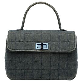 Chanel Blue Reissue 2.55 Borsa a tracolla in denim cioccolato con manico superiore