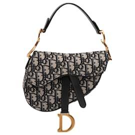 Borsa a sella mini obliqua blu Dior