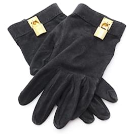 Guantes de Ante Negro Hermes Kelly - Hermès