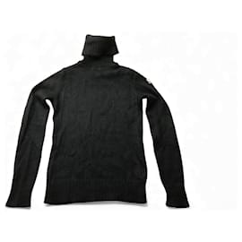 VINTAGE MONCLER PULLOVER M 38 AUS MOHAIR WOLLE & NYLON SCHWARZER ROLLKRAGEN - Moncler