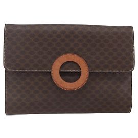 Céline Bolsa de ombro Celine Vintage Macadam com logo circular em lona e couro