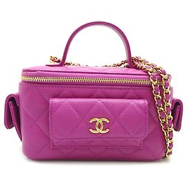 Borsa a spalla in pelle di vitello grana viola Chanel