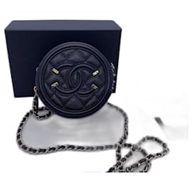 Clutch Rotonda Filigrana CC in Pelle Caviar Nera Chanel