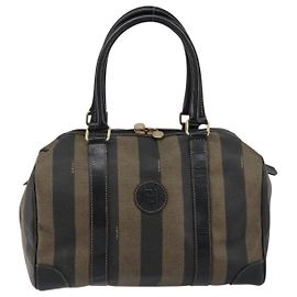 Fendi Vintage Pequin Boston Coated Canvas Medium