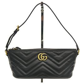 Borsa in pelle nera Gucci GG Marmont