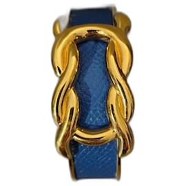 Hermès Knoted Marine Interlaced Bracelet Blue Leather Gold