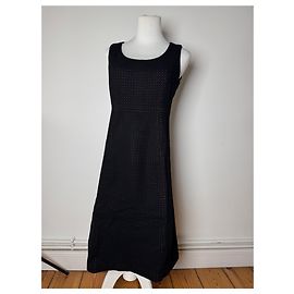 Robe en laine à pois vintage Balenciaga noire et rouge 38/M