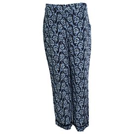 Pantalón casual de seda estampado floral azul Prada