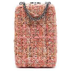 Chanel Rosa CC Tweed Kette Vertikale Box Crossbody