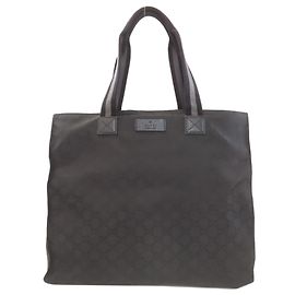 Gucci 449178 GG Tote Bag in Black Nylon Canvas