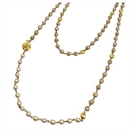 Collana Lunga Chanel in Oro con Perla Finta e Strass