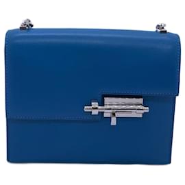 Borsa mini Verrou Chaine Hermès in pelle blu Tanzania