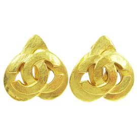 Orecchini a clip in metallo vintage CC a forma di cuore Chanel piccoli