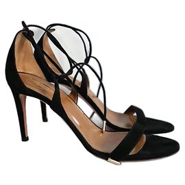 Sandali con tacco Linda Aquazzura in suede nero