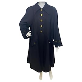 Casaco longo oversized de cashmere preto Chanel Vintage 94A FR 36