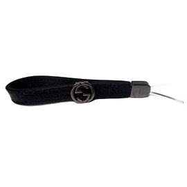 Lanière pour téléphone Gucci GG Marmont en cuir noir