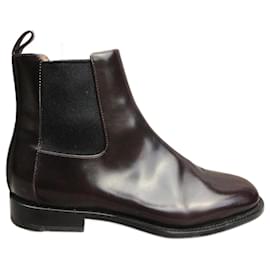 Stivaletti Max Mara in pelle verniciata marrone scuro