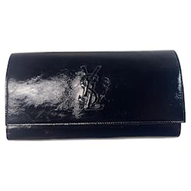 Portefeuille Yves Saint Laurent en cuir verni noir