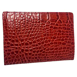 Textured red leather passport holder Lancel