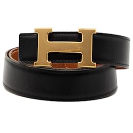 Cintura reversibile Constance H in vitello nero e Togo di Hermès