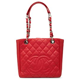 Borsa da shopping piccola in caviale rosso Chanel