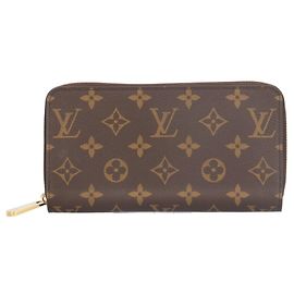 Portafoglio Zippy Louis Vuitton in tela monogramma marrone