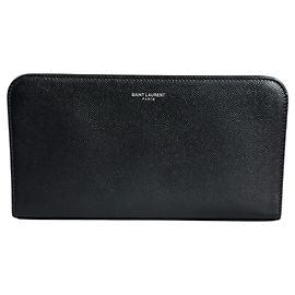 Portefeuille long en cuir noir Saint Laurent