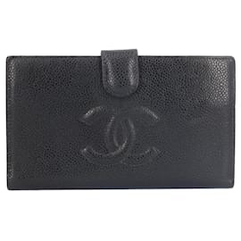 Carteira longa Chanel Coco Mark em couro de bezerro texturizado