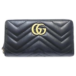 Gucci Marmont Black Leather Long Wallet