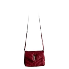 Borsa Saint Laurent Mini Loulou Toy Pelle Lampone