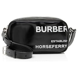 Borsa micro camera in tela rivestita con stampa Horseferry di Burberry