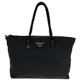 Bolso tote de nylon tessuto con logo triangular Prada