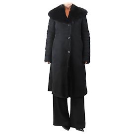 Autre Marque Black lambskin coat - size UK 12