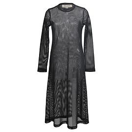 Comme Des Garcons Vestido midi de manga larga de malla Comme Des Garçons en poliéster negro