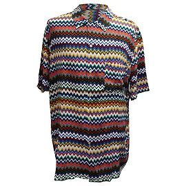 Camicia a maniche lunghe con colletto convertibile stampata in viscosa multicolore Missoni