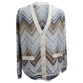 Missoni Zig-Zag bedruckter Cardigan mit Knöpfen aus mehrfarbigem Baumwollmaterial