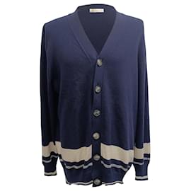Strickjacke aus navyblauer Baumwolle mit Knöpfen von Brunello Cucinelli