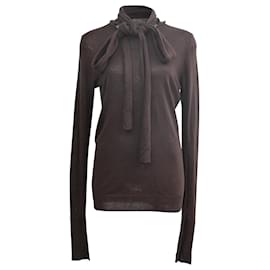 Langarmoberteil aus braunem Seidenstoff mit gestricktem Schal von Marc by Marc Jacobs