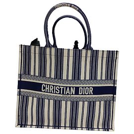 Christian Dior Grande Tote Dior in cotone blu navy
